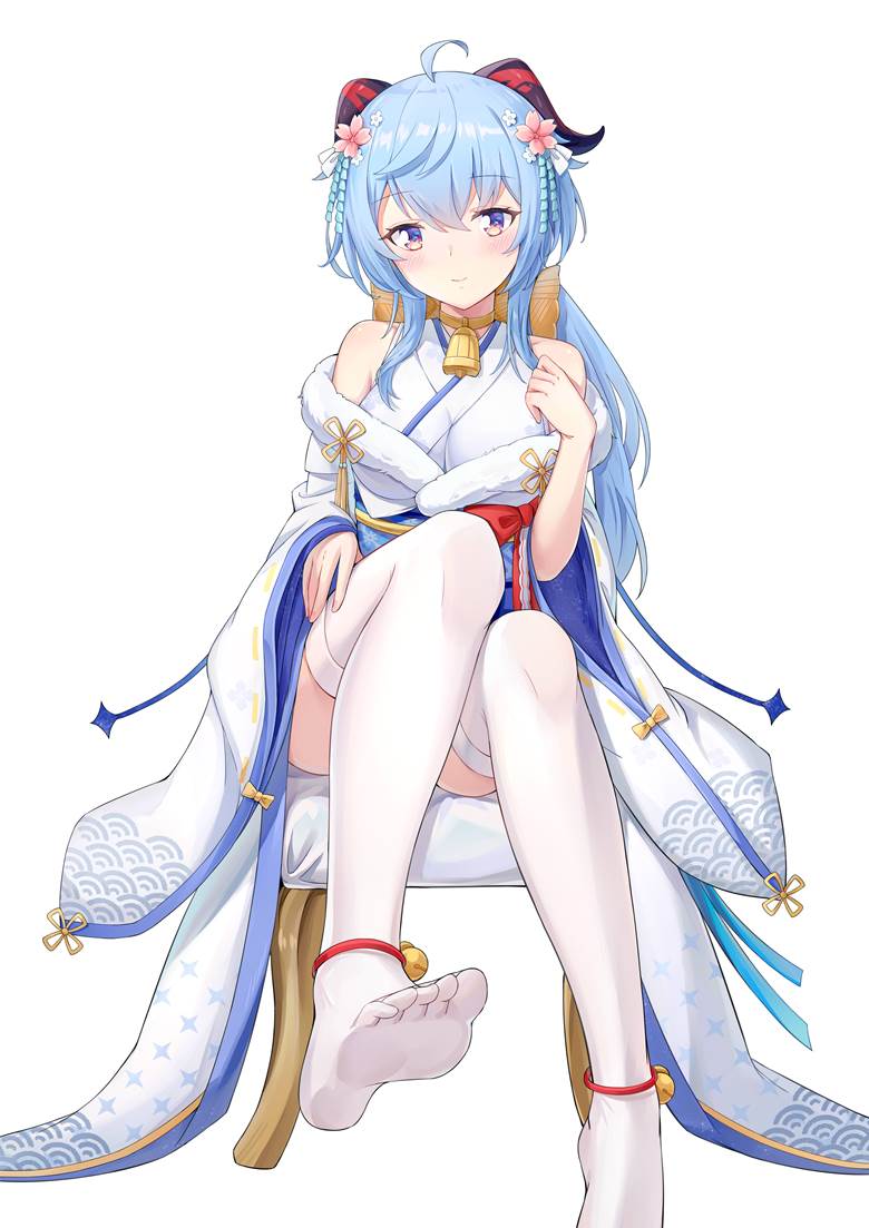 Genshin Impact, White silk pantyhose, 脚底, Ganyu (Genshin Impact), 脚指, 着袜足底, 原神5000收藏