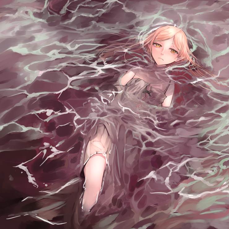 oshino shinobu, bakemonogatari, loli, Kizumonogatari, Kiss-Shot Acerola-Orion Heart-Under-Blade, water surface, ocean, monogatari series, first-rate flat breasts