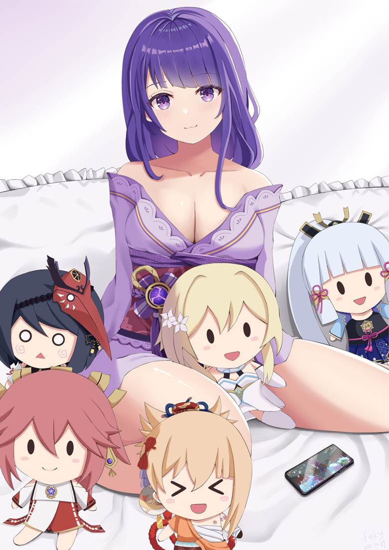 Genshin Impact, Raiden Shogun, Guuji Yae, Kujou Sara, Ayaka Kamisato, Yoimiya, Lumine, 女孩子, 原神10000收藏