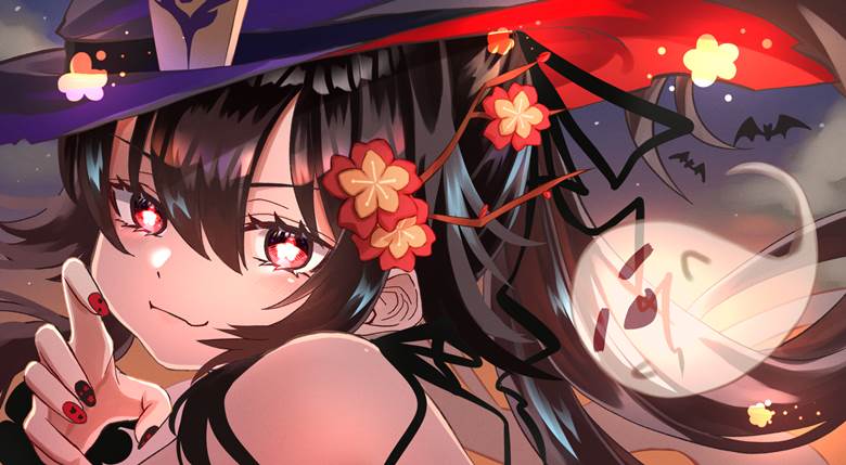 Genshin Impact, Hu Tao (Genshin Impact), 万圣节, witch, 原神5000收藏