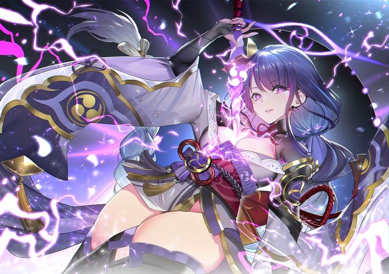 Raiden Shogun, Genshin Impact, breasts, Genshin Impact 10000+ bookmarks