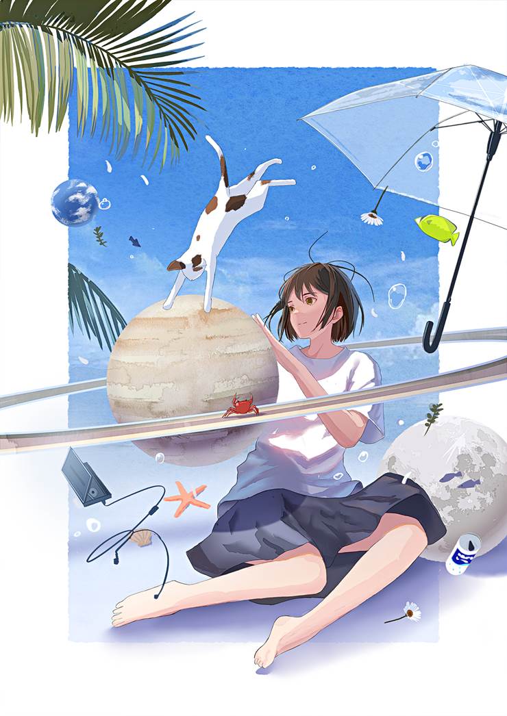休日浮力|插画师中村至宏的土星插画图片