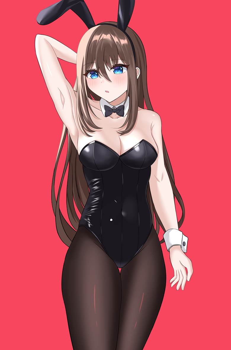 bunny girl, original, girl, bewitching thighs, black tights, large breasts