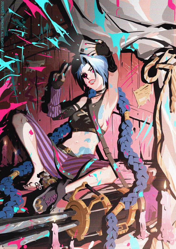Jinx, League of Legends, armpits