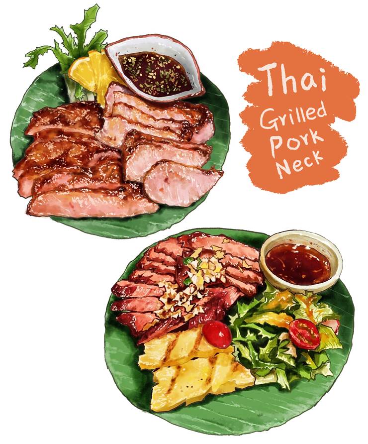 ThaiGrilledPorkNeck【烧き肉】|插画师BUKEパン面包的pixiv食堂插画图片