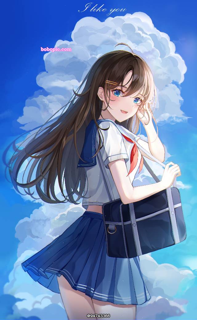 一张夏天,少女,JK,水手服,小女孩绘画图片