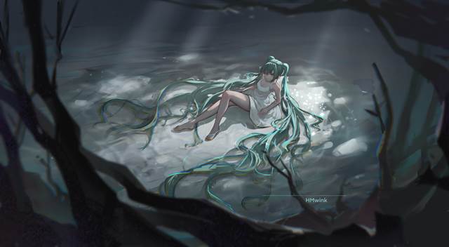 illustration, girl, original works, wallpaper, cute, nature, forest, Hatsune Miku, 初音未来