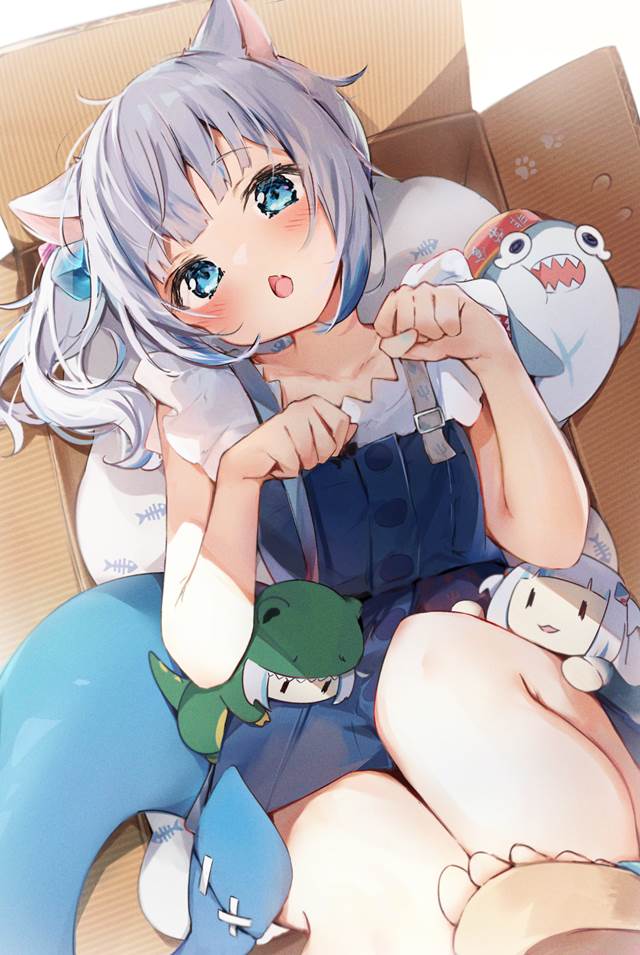 Hololive, 虚拟主播, 噶呜·古拉, cat ears, Virtual YouTuber 10000+ bookmarks
