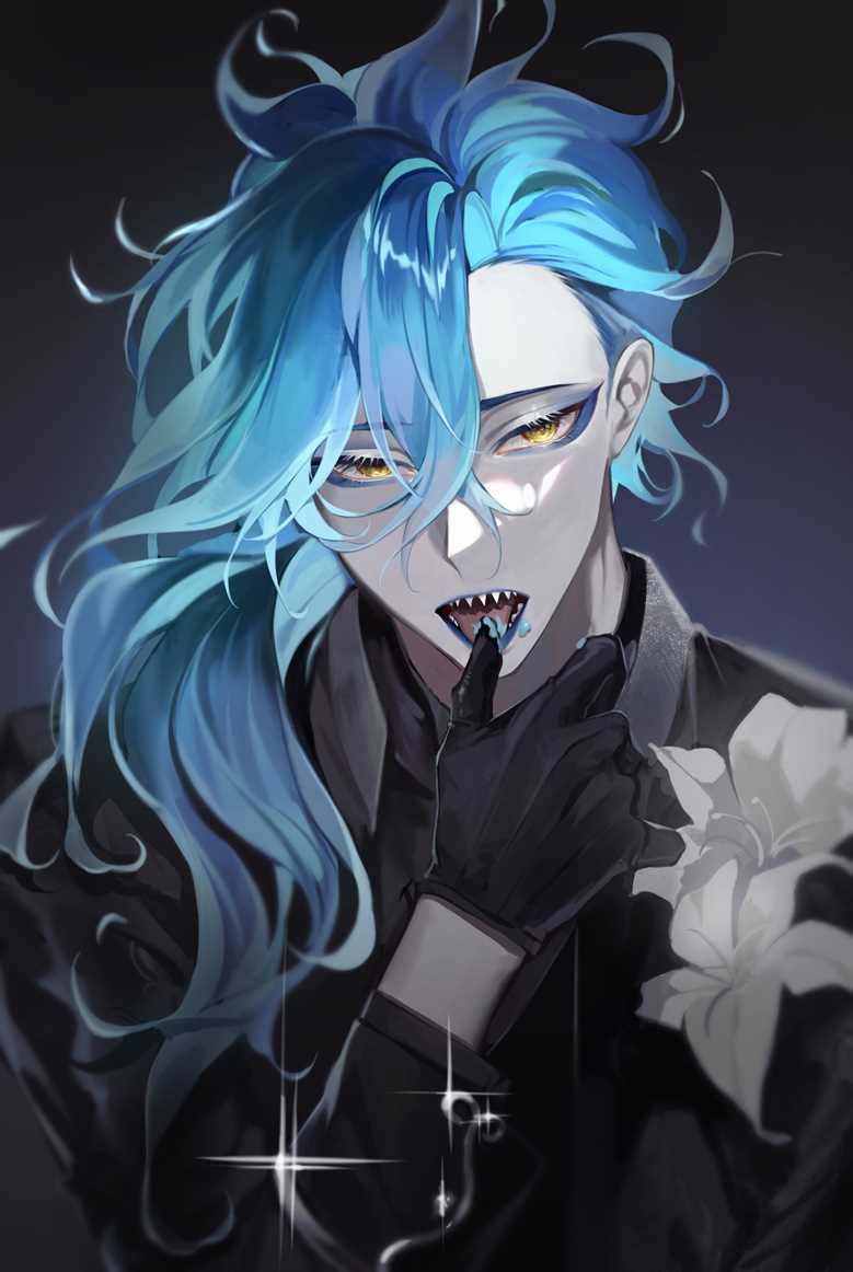 皮肤苍白,头发像火一样的idia shroud pixiv同人插画图片