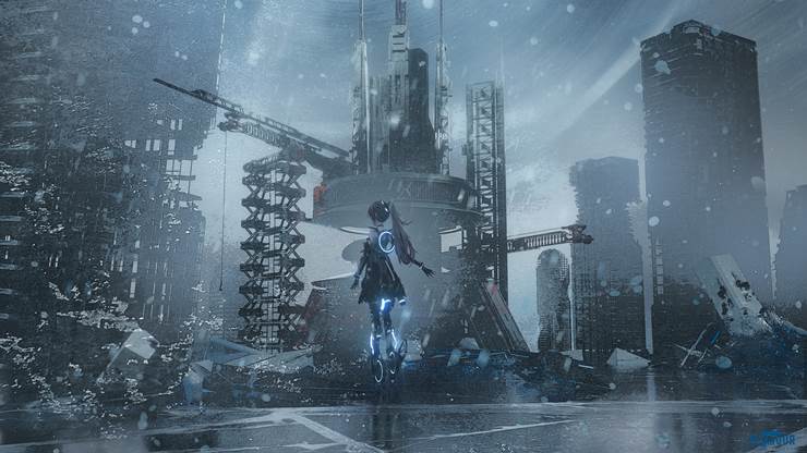 Punishing: Gray Raven, Nanami, space, 风景, 女孩子, sky, 涂鸦, fantasy, original works