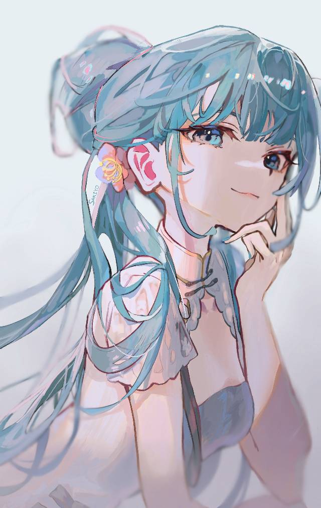 初音未来, 初音未来与花, 旗袍, Miku must be an angel, 请不要给二次创作作品加上原创标签, Vocaloid 10000+ bookmarks