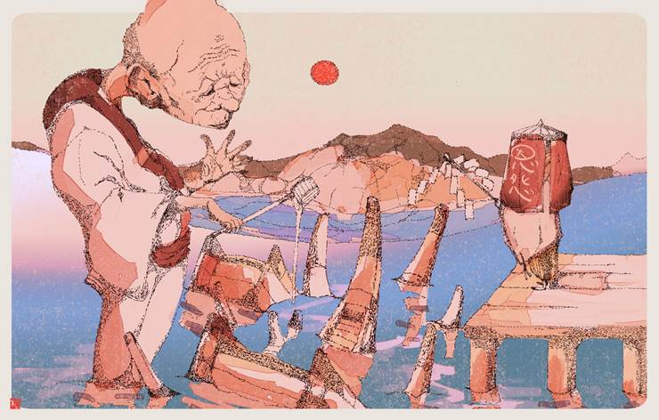 船幽灵|插画师Hiiragi.kisyun的和风妖怪插画图片
