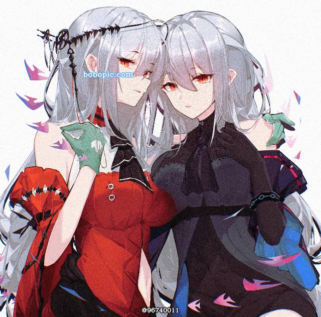 Arknights, 明日方舟, Skadi (Arknights), Skadi, 显性巨乳, 女孩子, red eyes, 白发, 胸部互碰