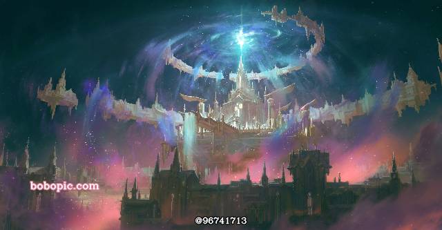 城市,奇幻,星空,风景图片