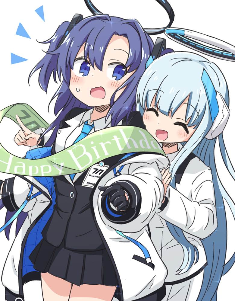 碧蓝档案, Hayase Yuuka, Saiba Momoi, birthday artwork, Seminar (Blue Archive), 生盐诺亚, Yuuka/Noa, 诺亚×优香, Blue Archive 5000+ bookmarks