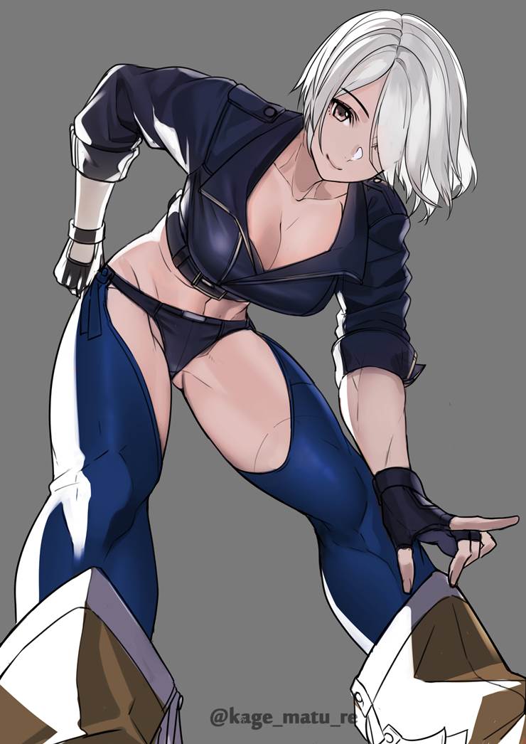 fighting game, 肌肉, 安琪儿（KOF）, Blue Mary, 热裤, blazer, boobs butt and thighs