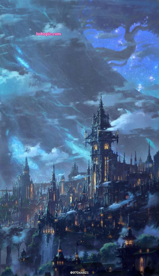 中世纪,城市,夜晚,奇幻,风景图片