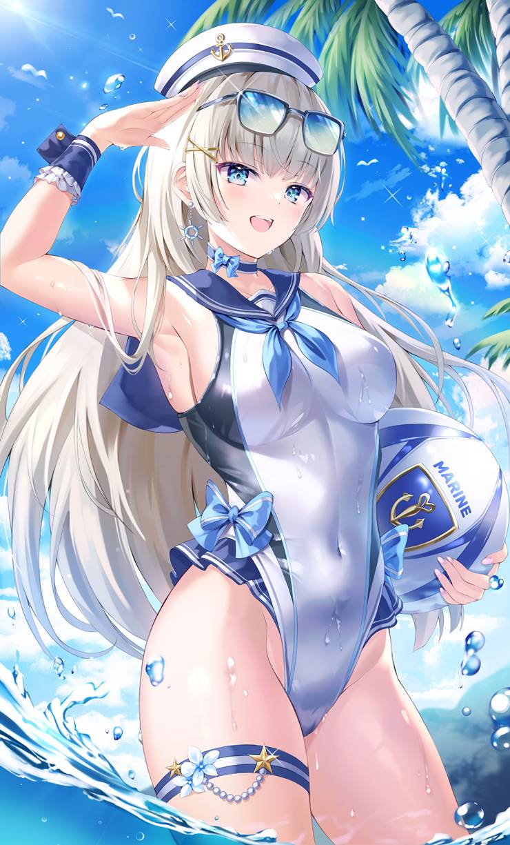 竞技泳装, sailor, 泳装, sunglasses, 腿环, 腋下, 隐约入目的肚脐, boobs butt and thighs, 原创1000users加入书籤, 水手服泳装