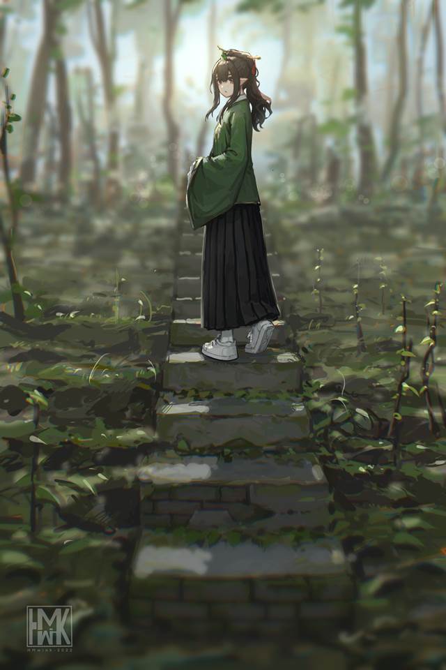 illustration, girl, forest, wallpaper, original works, cute, Hanfu, ancient, Chinese style, elf