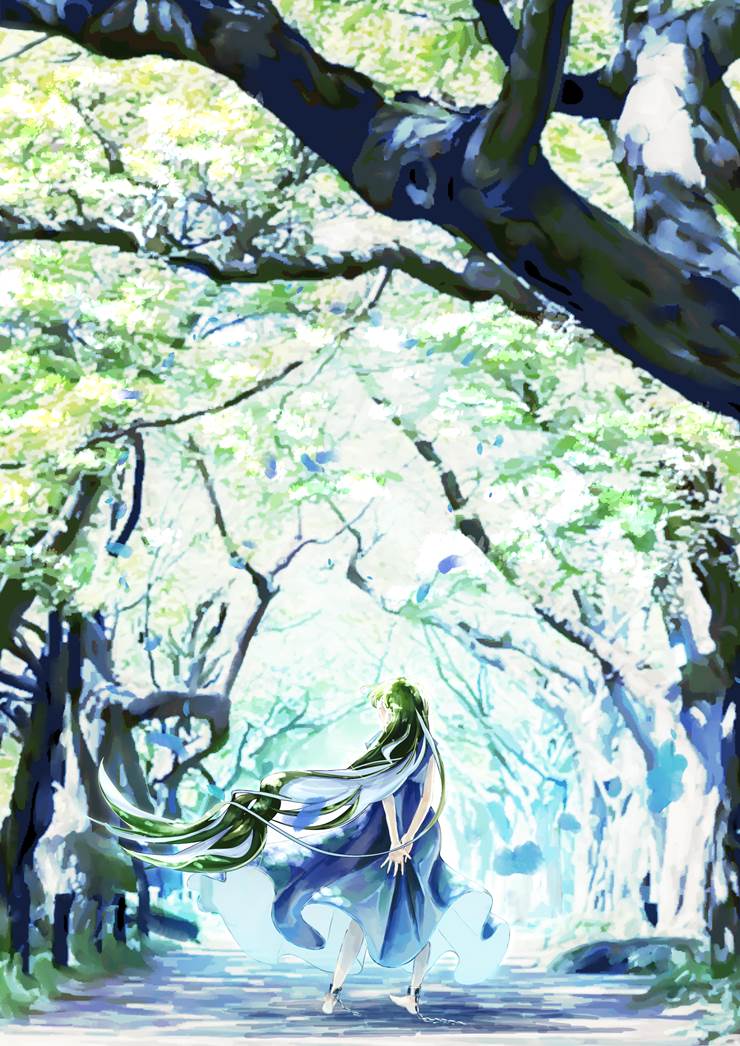 残梦|插画师熊谷のの的阳光透过树木插画图片