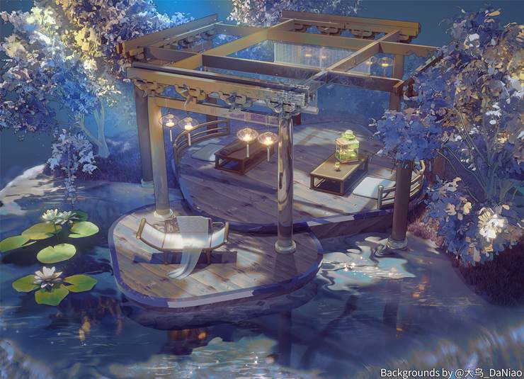 scenery, 风景, background, night view, Chinese style, ancient