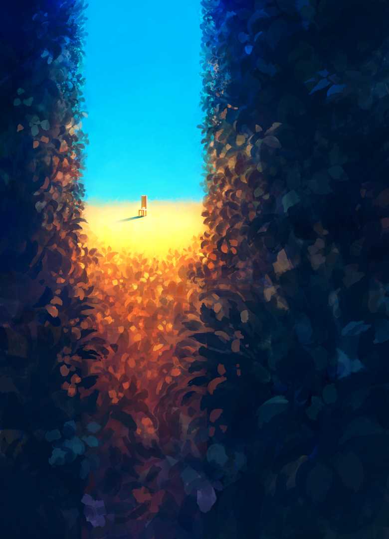 scenery, background, forest, chair, sky, blue sky