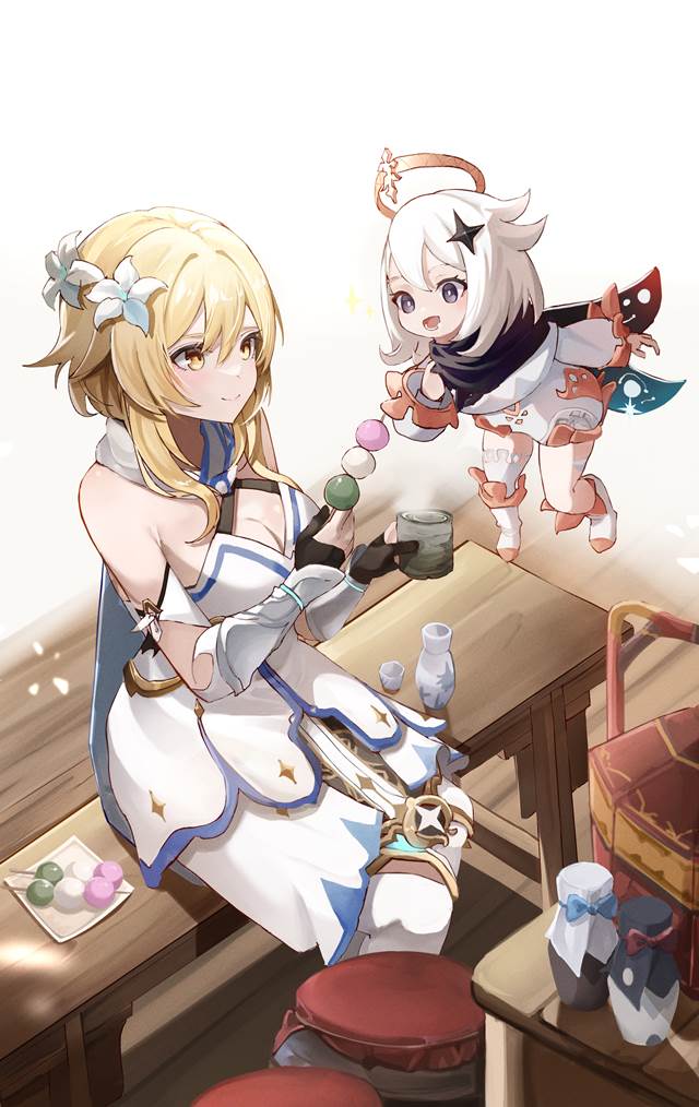Genshin Impact, 女孩子, 萤（原神）, 派蒙（原神）, Paimon, Lumine, 原神1000收藏, 荧×派蒙