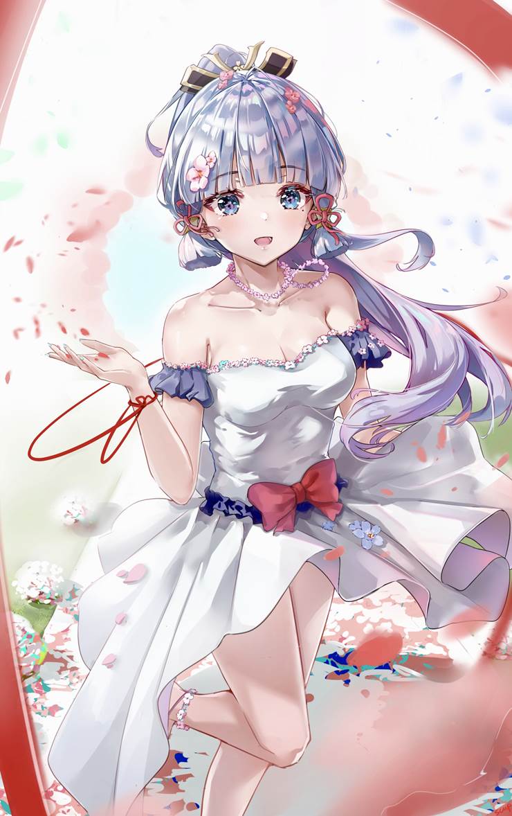 Genshin Impact, Ayaka Kamisato, Kamisato Ayaka, 白色连衣裙, 原神5000收藏, 原神10000收藏