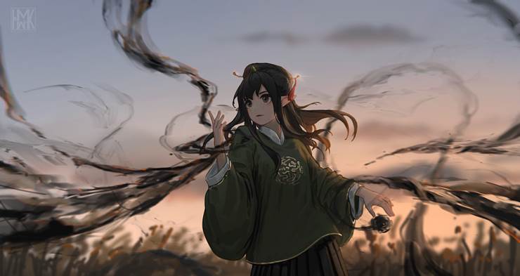 illustration, girl, wallpaper, original works, cute, nature, elf, Chinese style, ancient, Hanfu