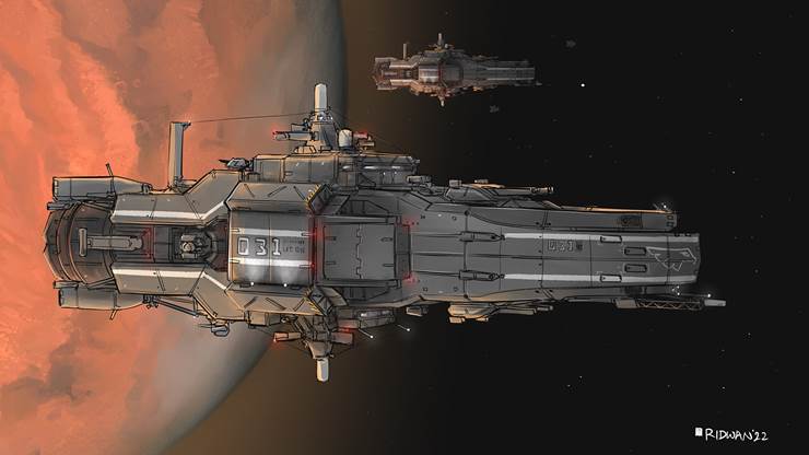 mecha, spaceship, military, illustration