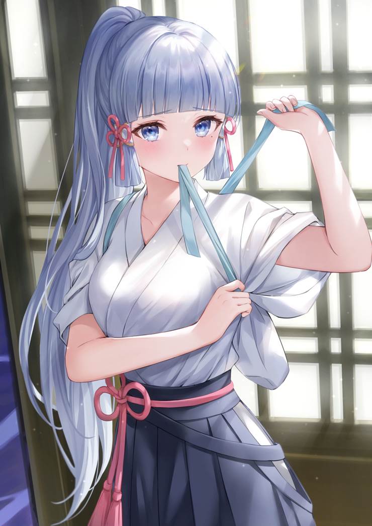 Genshin Impact, Ayaka Kamisato, hakama, 女孩子, 欧派, 原神10000收藏