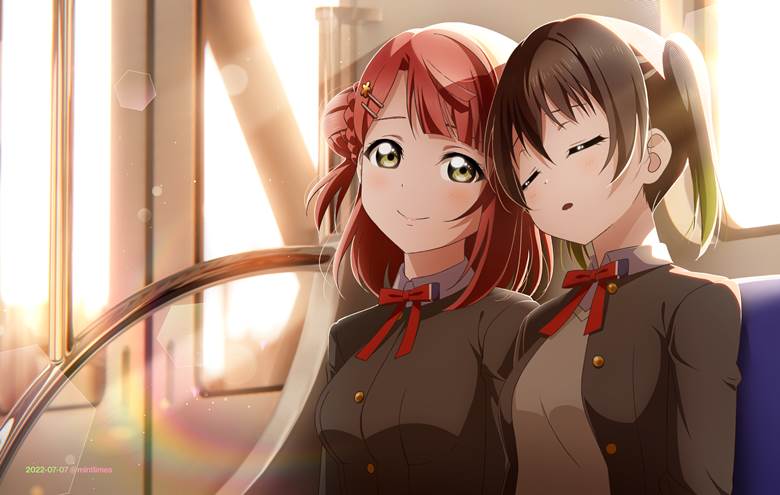 Love Live!, Nijigasaki High School School Idol Club, LoveLive!虹咲学园学园偶像同好会, Ayumu Uehara, Yu Takasaki, 高咲侑×上原步梦, 电车内, I want to protect this sleeping face, Love Live! 1000+ bookmarks