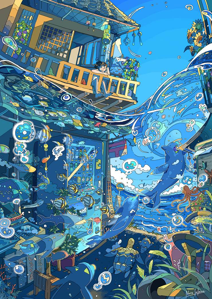 夏天,小女孩,海,清凉感,风景图片