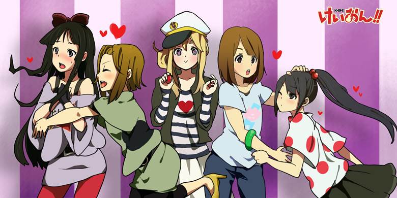 轻音少女, K-On!, azusa nakano, 平泽唯, Tsumugi Kotobuki, ritsu tainaka, mio akiyama, 轻音少女100收藏