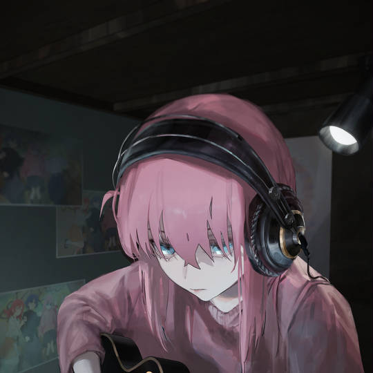 女孩子, 少女, ぼっち・ざ・ろっく!, 後藤ひとり, 孤独摇滚！10000收藏, 头戴式耳机, 小波奇, ギターヒーロー, ギター少女, 極上の顔