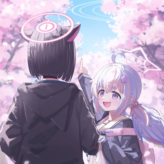 宇泽玲纱, 蔚蓝档案, 连帽衫, 樱花, 杏山和纱图片