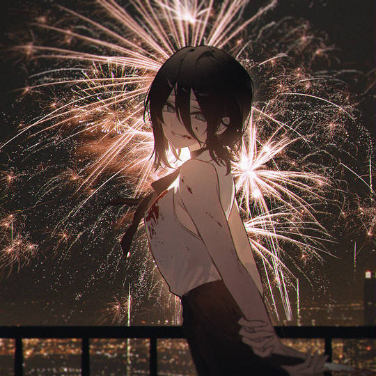 流血, 电锯人, 少女, 人物, 焰火图片