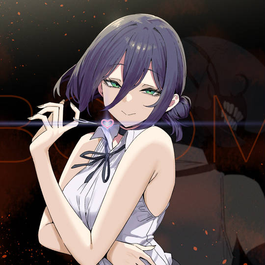 电锯人, 无袖, 紫发, 雷泽, 翠眼图片